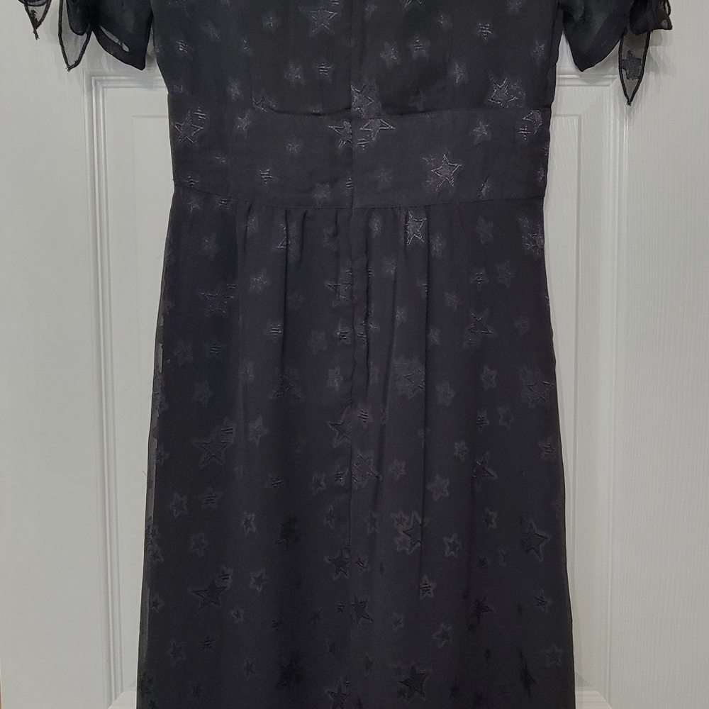 Super cute Topshop dress.  Black,  sheer  with rose embroidered embellishments. - Picture 7 of 10
